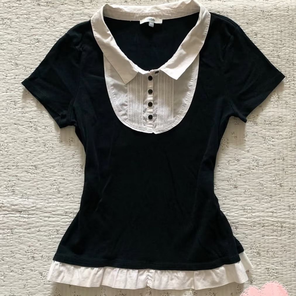 Y2k Sweet SlimTshirt Goth Fake - Vintage Collectible Buttons ulasan dan harga