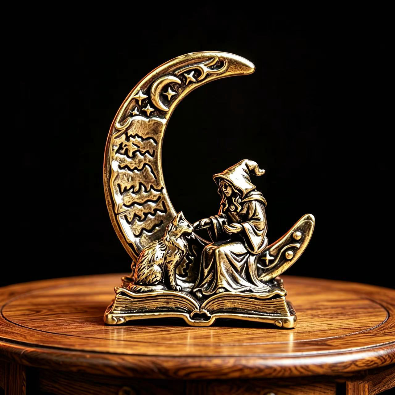 Brass Moon Witch Decoration St - Vintage Collectible Figurines ulasan dan harga