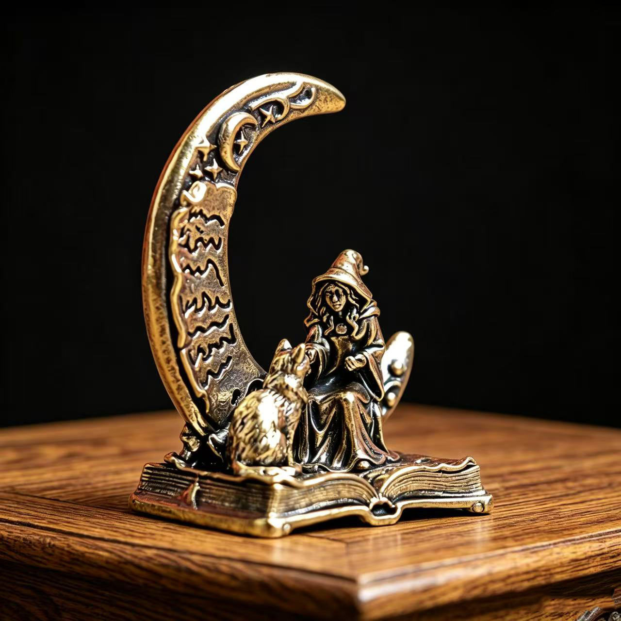 Brass Moon Witch Decoration St - Vintage Collectible Figurines ulasan dan harga
