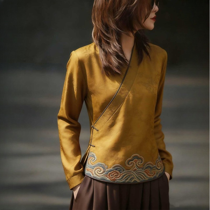 Chinese Style Women's Blouses  - Vintage Collectible Buttons ulasan dan harga