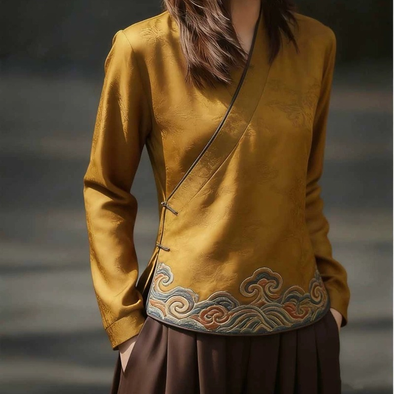 Chinese Style Women's Blouses  - Vintage Collectible Buttons ulasan dan harga