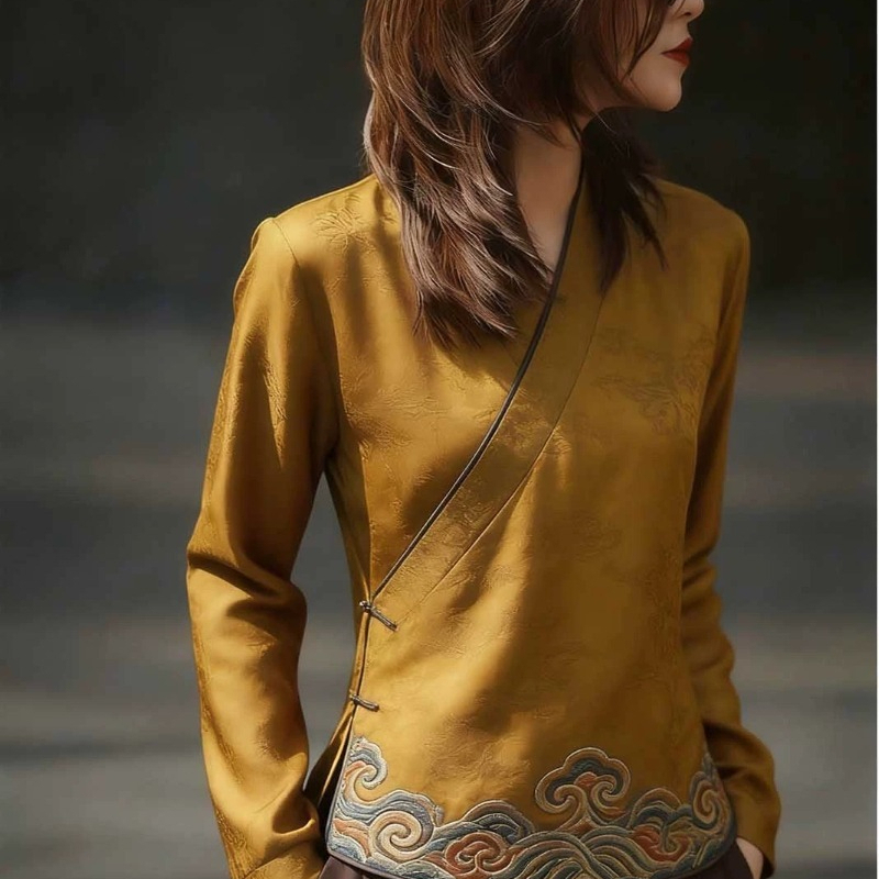 Chinese Style Women's Blouses  - Vintage Collectible Buttons ulasan dan harga