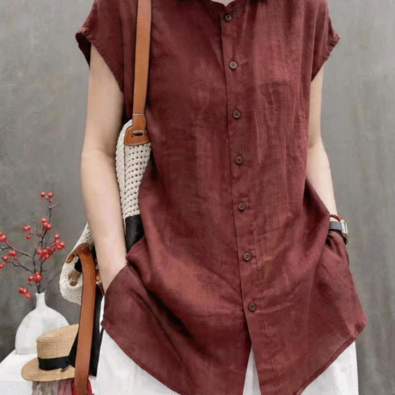 Office Lady Short Sleeve Solid - Vintage Collectible Buttons ulasan dan harga