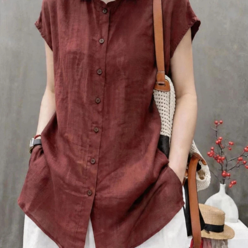 Office Lady Short Sleeve Solid - Vintage Collectible Buttons ulasan dan harga