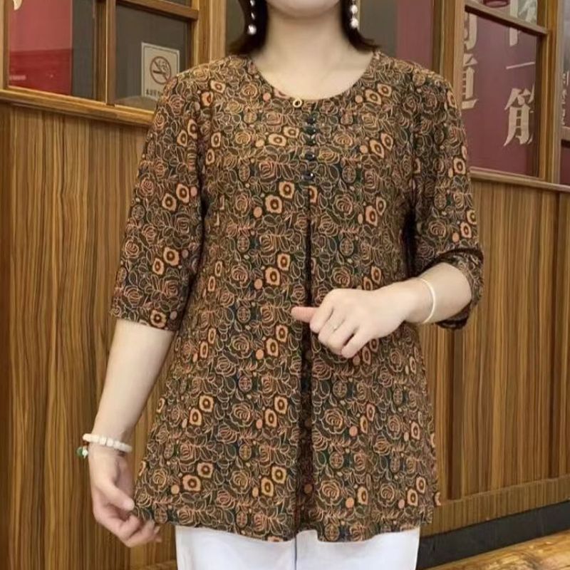 Vintage Printed T-shirt Casual - Vintage Collectible Buttons ulasan dan harga