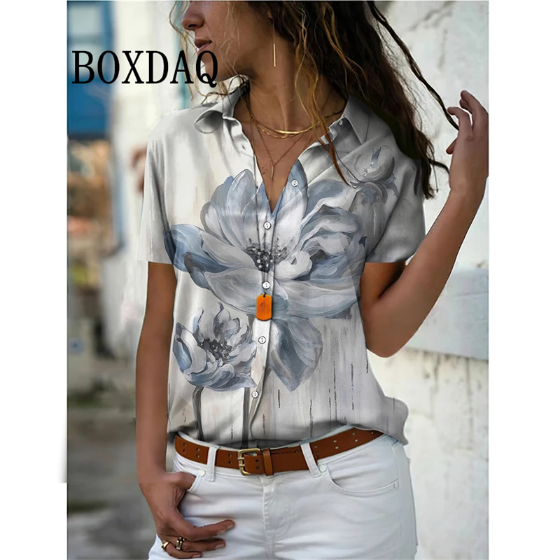 Summer Women Shirt Vintage Flo - Vintage Collectible Buttons ulasan dan harga