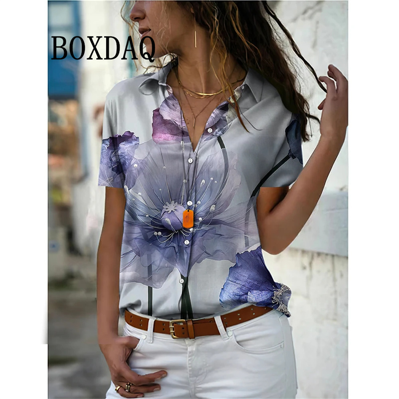 Summer Women Shirt Vintage Flo - Vintage Collectible Buttons ulasan dan harga