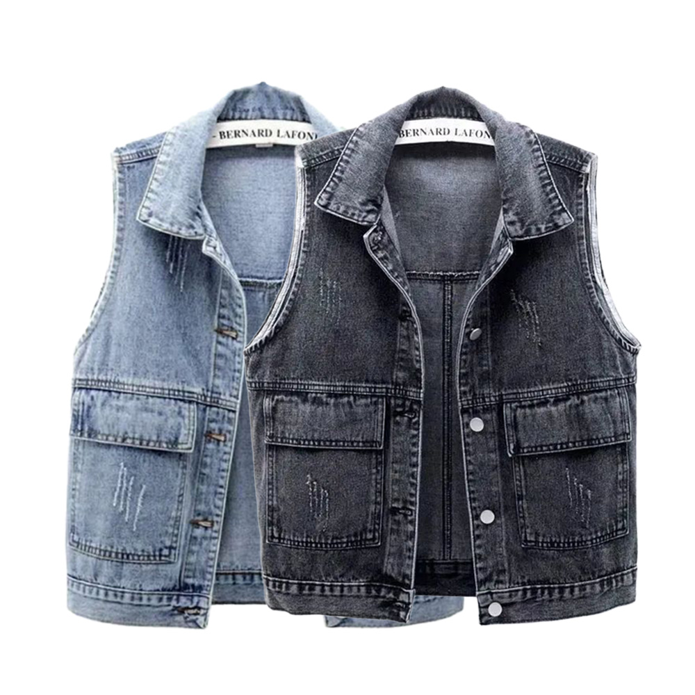 Denim Frayed Vintage Sleeveles - Vintage Collectible Buttons ulasan dan harga