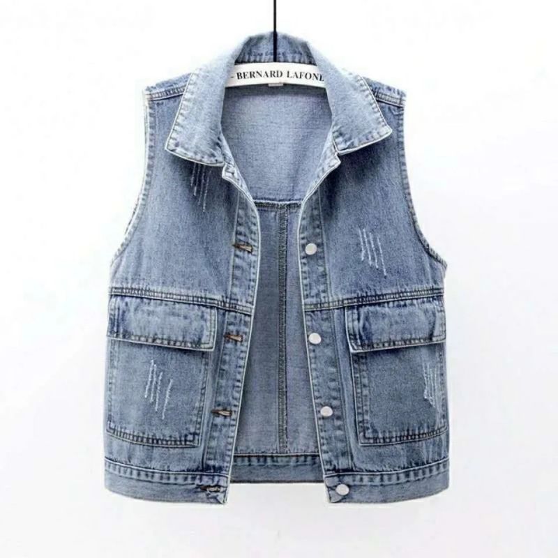 Denim Frayed Vintage Sleeveles - Vintage Collectible Buttons ulasan dan harga
