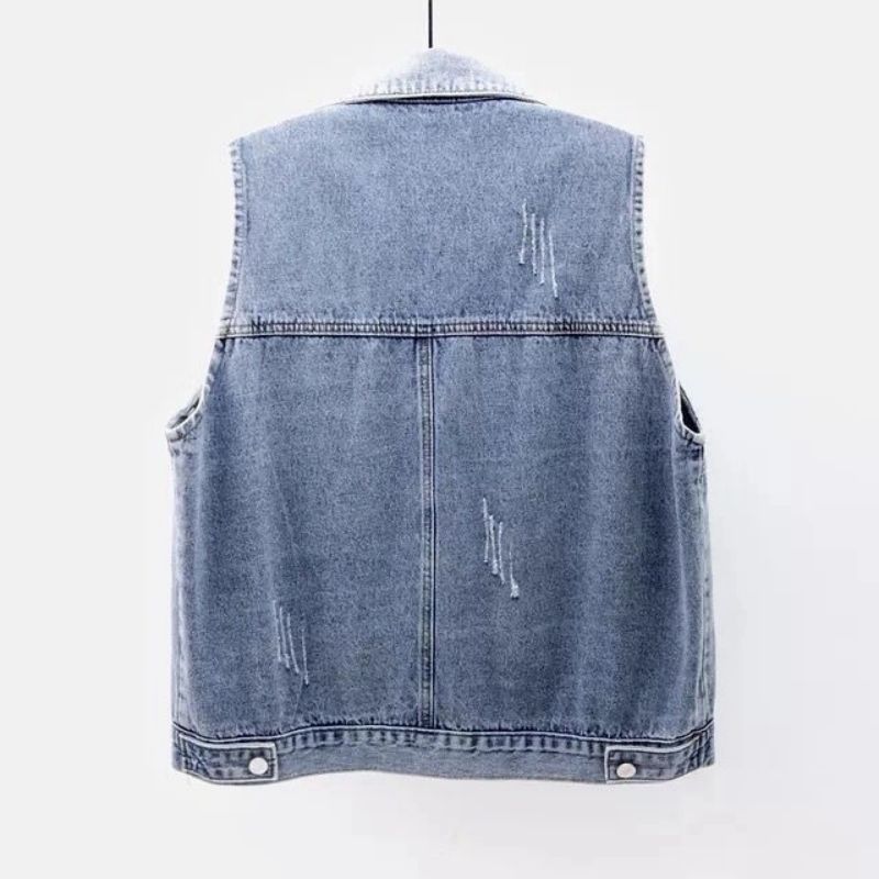 Denim Frayed Vintage Sleeveles - Vintage Collectible Buttons ulasan dan harga