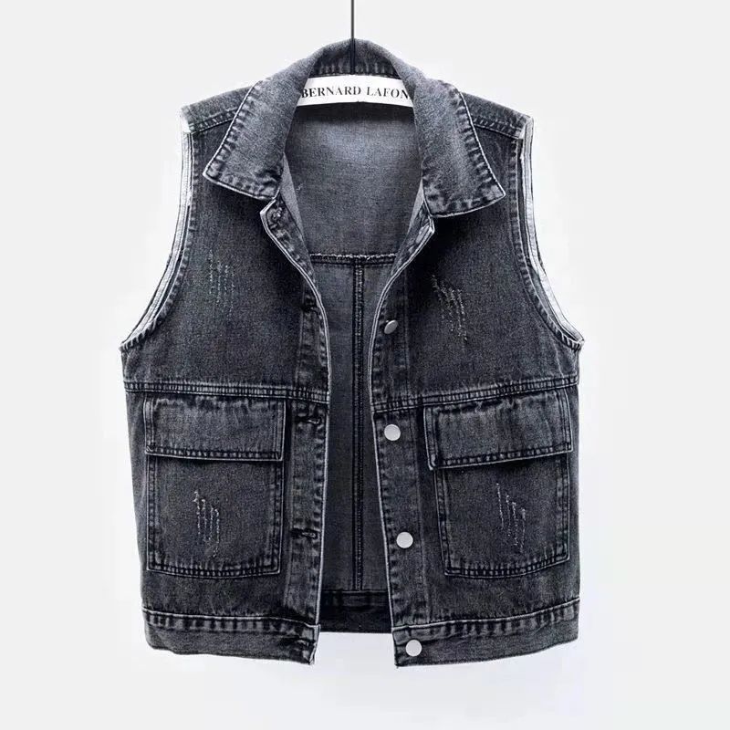 Denim Frayed Vintage Sleeveles - Vintage Collectible Buttons ulasan dan harga